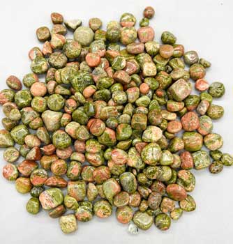 1 lb Unakite tumbled chips 7-9mm