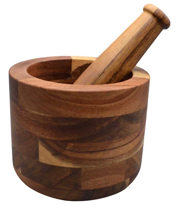 4" Acacia Wood Mortar and Pestle Set