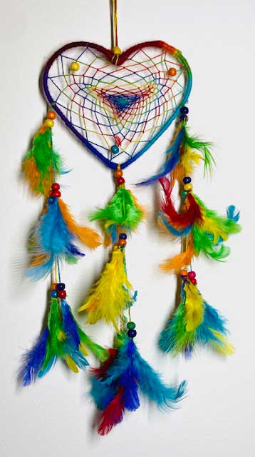 5" Rainbow Heart dreamcatcher