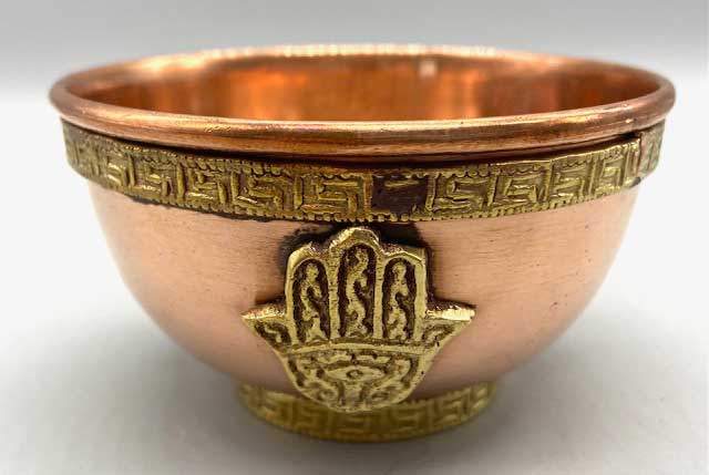 3" copper Fatima Hand offering bowl