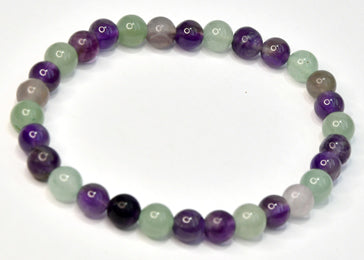 6mm Fluorite, Amethyst & Green Aventurine bracelet