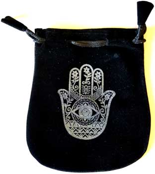 Hand of Compassion Velveteen Black Bag  5"