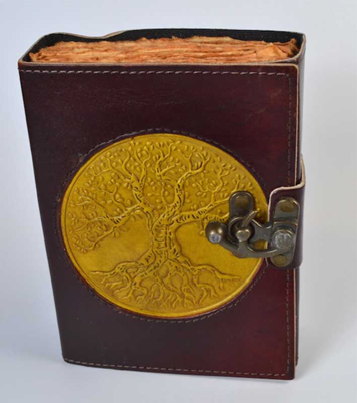 Tree of Life aged looking paper leather w/ latch