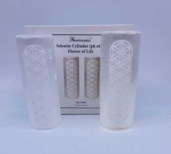 Flower of Life Selenite harmonizer (set of 2)