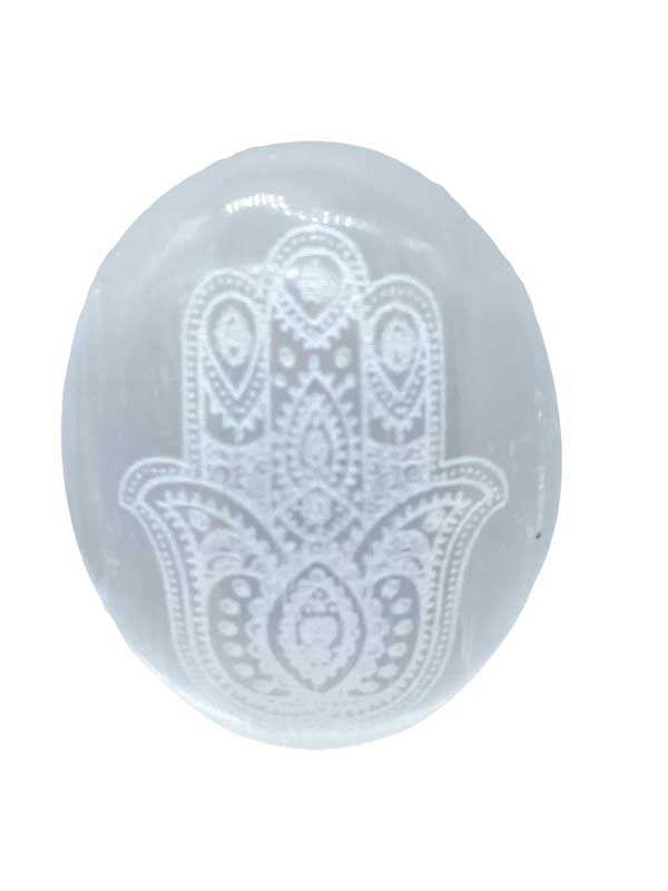 Selenite Fatima Hand palm stone