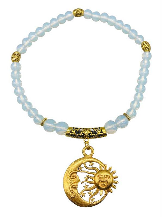 Opalite W Sun Moon Stars anklet