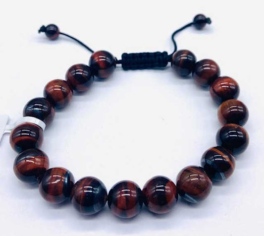 10mm Tiger Eye, Red bracelet