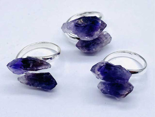 (set of 3) adjustable Amethyst rings