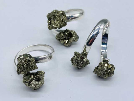 (set of 3) adjustable Pyrite rings
