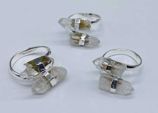 (set of 3) adjustable Quartz rings