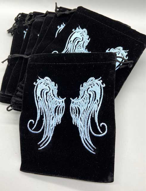 (set of 10) 5"x 7" Angel Wings Black velveteen bag